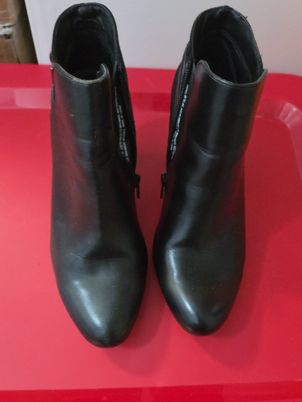 Andrew Geller Black Faux Leather Pointed Toe Ankle Booties NWOB Size 9.5